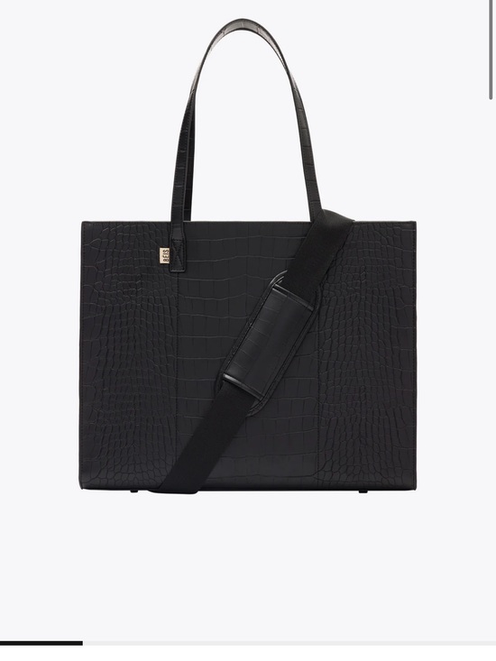 BEIS Handbags - Women’s Black Croc-Embossed Tote with Shoulder Strap